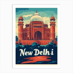 Aihrgdesign A Retro Travel Poster For New Delhi Art Print