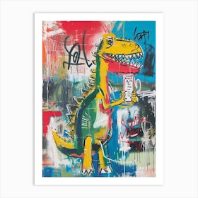 Abstract Graffiti Style Dinosaur On A Smart Phone 3 Art Print