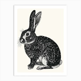 Belgian Hare Blockprint Illustration 4 Art Print