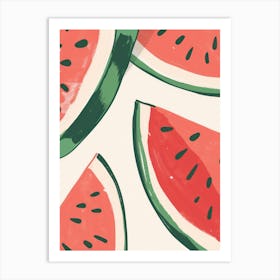 Watermelon Close Up Illustration 7 Art Print