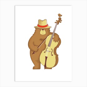 Double Bass Bear Art Print