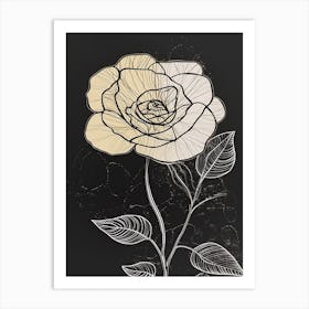 Line Art Roses Flowers Illustration Neutral 13 Art Print