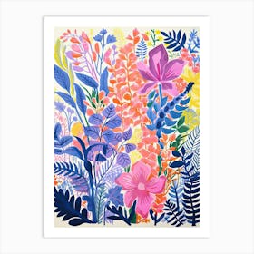 Colourful Botanical Risograph Style 31 Art Print