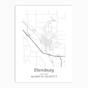 Ellensburg,United States Minimalist Map Art Print