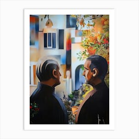 Two Men In Front Of A House Art Print