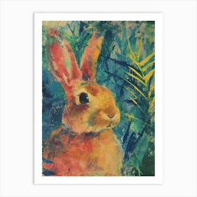 Kitsch Rabbit Brushstrokes 2 Art Print