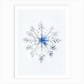 Winter Snowflake Pattern, Snowflakes, Minimalist Watercolour 5 Art Print