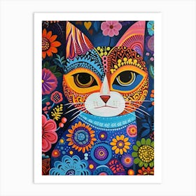 Kitsch Colourful Cat Portrait 2 Art Print