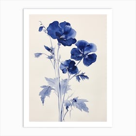Blue Botanical Wild Pansy 2 Art Print