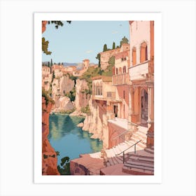 Antalya Turkey 7 Vintage Pink Travel Illustration Art Print