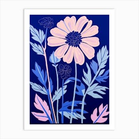 Blue Flower Illustration Asters 3 Art Print