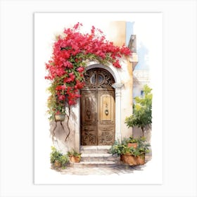 Palma De Mallorca, Spain   Mediterranean Doors Watercolour Painting 4 Art Print