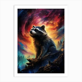 Raccoon In Space Art Print