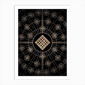 Geometric Glyph Radial Array in Glitter Gold on Black n.0073 Art Print