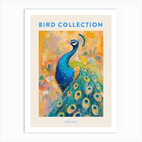 Peacock Mustard Brushstroke Poster Art Print