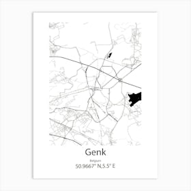 Genk,Belgium Minimalist Map Art Print