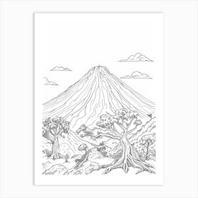 Mount Yasur Vanuatu Color Line Drawing (5) Art Print