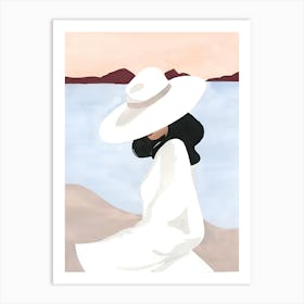 Woman In White Hat Art Print