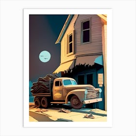 Truck In Front Of A House Art Print