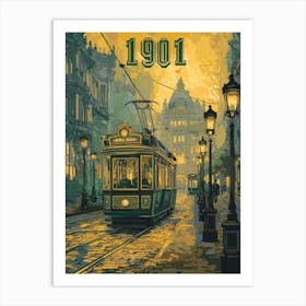 Aihrgdesign A Vintage Travel Poster Of An Electric Tram Glidi 25bf6cc8 D0c6 4d3f 9e12 7cfffa85fc8d 2 Art Print