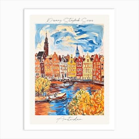 Poster Of Amsterdam, Dreamy Storybook Illustration 4 Art Print