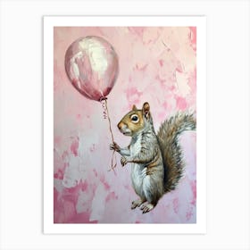 Cute Squirrel 1 With Balloon Art Print