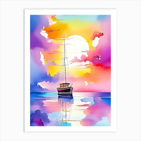 Sailboat At Sunset 8 Art Print