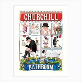Churchill In The Bathroom Art Print