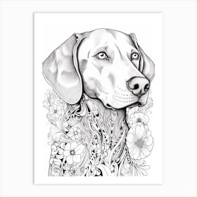 Weimaraner Dog, Line Drawing 2 Art Print