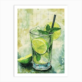 Mojito Watercolour Inspired 3 Art Print