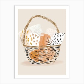 Basket Of Autumn Leaves Art Print