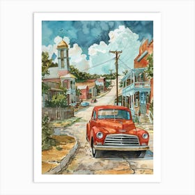 Storybook Illustration Sixth Street Austin Texas 3 Art Print