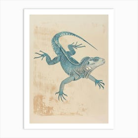 Pastel Blue Mexican Spiny Tailed Iguana Block Print Art Print