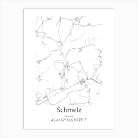 Schmelz,Germany Minimalist Map Art Print