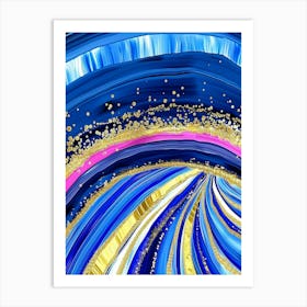 Abstract Blue And Gold Painting 6 Art Print