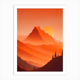 Misty Mountains Vertical Composition In Orange Tone 350 Art Print