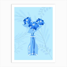 Blue Flowers In A Vase #wallart #printable Art Print