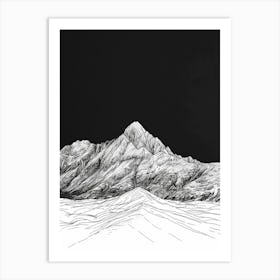 Beinn Bheoil Mountain Line Drawing 3 Art Print