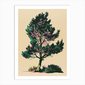 Juniper Tree Colourful Illustration 2 Art Print