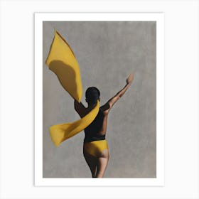 'Yellow' Woman with Towel Impressionist Abstract Art Print