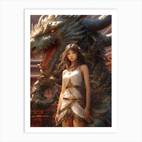 Chinese Girl With Dragon 15 Art Print