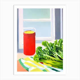 Chinese Broccoli 2 Tablescape vegetable Art Print