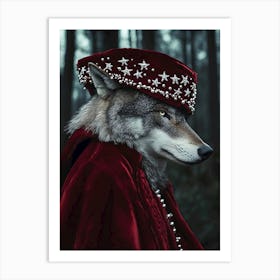 Wolf In Red Art Print