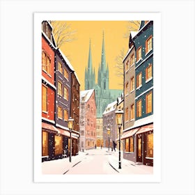 Vintage Winter Travel Illustration Cologne France 1 Art Print