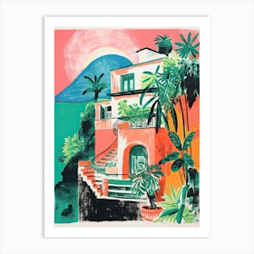 A House In Positano, Abstract Risograph Style 2 Art Print