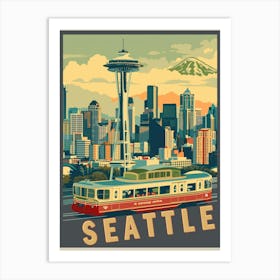 Seattle Vintage Travel Poster 1 Art Print