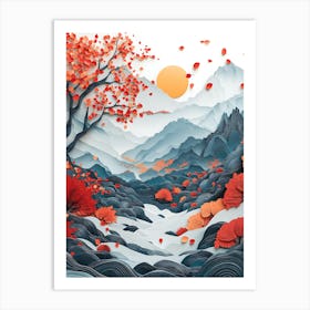 Beautiful Landscape Paper Craft Style 6 Art Print