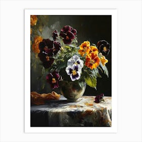 Baroque Floral Still Life Wild Pansy 3 Art Print