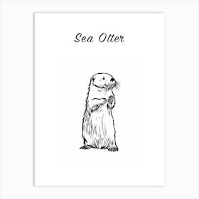 B&W Sea Otter Poster Art Print
