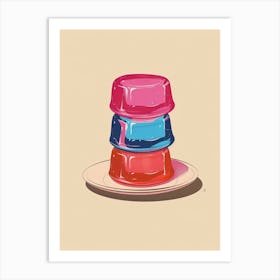 Stacked Colourful Jelly Beige Illustration 4 Art Print